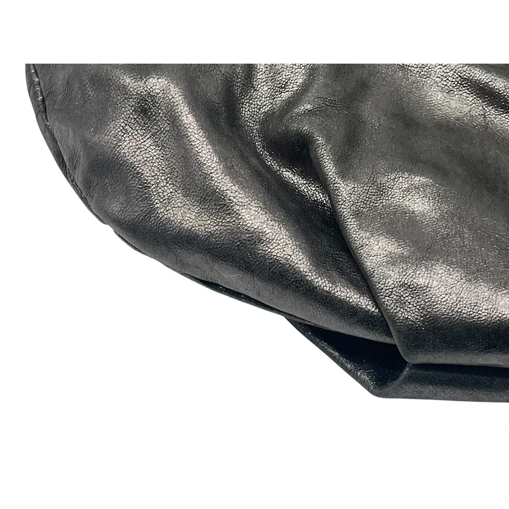 Michael Kors Metallic Pewter Leather Hobo Bag Slouchy Chain Shoulder Purse Y2K